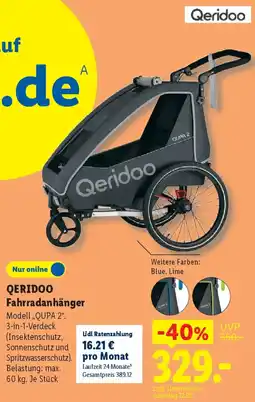 Lidl QERIDOO Fahrradanhänger Angebot