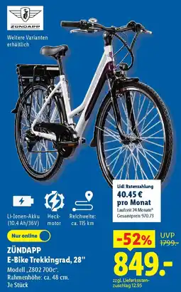 Lidl ZUNDAPP E-Bike Trekkingrad, 28" Angebot