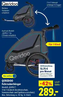 Lidl QERIDOO Fahrradanhänger Angebot