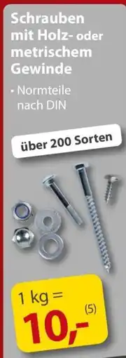 Sonderpreis Baumarkt Schrauben mit Holz- oder metrischem Gewinde Angebot