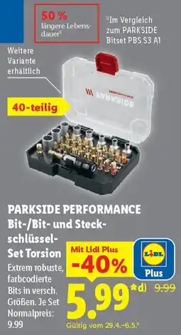 Lidl PARKSIDE PERFORMANCE Bit-/Bit- und Steckschlüssel Set Torsion Angebot