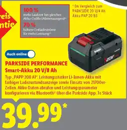 Lidl PARKSIDE PERFORMANCE Smart-Akku 20 V/8 Ah Angebot
