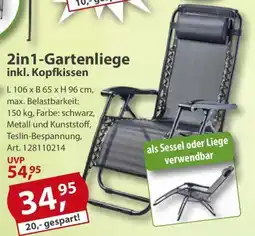 Sonderpreis Baumarkt 2in1-Gartenliege inkl. Kopfkissen Angebot