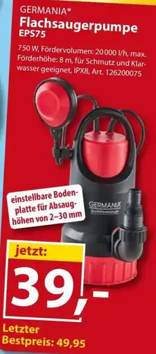 Sonderpreis Baumarkt GERMANIA Flachsaugerpumpe EPS75 Angebot