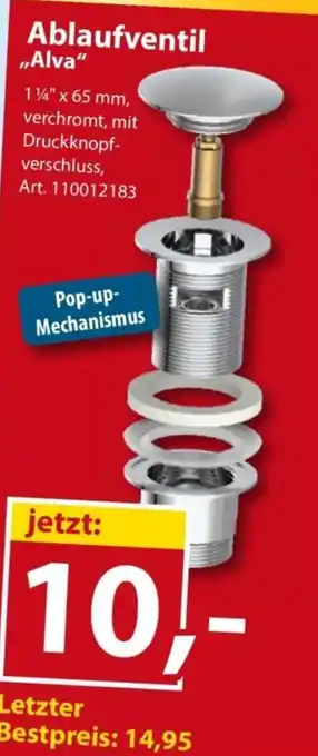 Sonderpreis Baumarkt Ablaufventil ,,Alva" Angebot