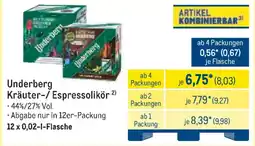 METRO Underberg Kräuter-/ Espressolikör Angebot
