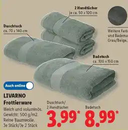 Lidl LIVARNO Frottierware Duschtuch/ 2 Handtücher Angebot