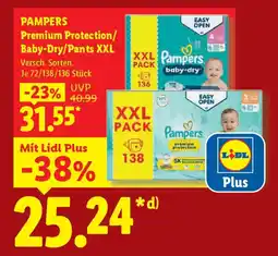 Lidl PAMPERS Premium Protection/ Baby-Dry/Pants XXL Angebot