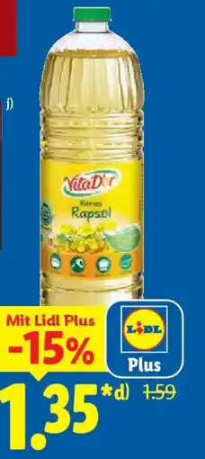Lidl VITA D'OR Reines Rapsöl Angebot