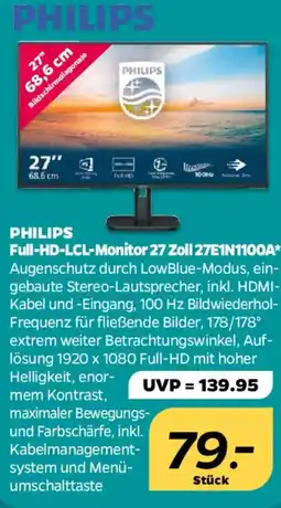 NETTO PHILIPS Full-HD-LCL-Monitor 27 Zoll 27E1N1100A Angebot