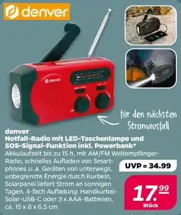 NETTO denver Notfall-Radio mit LED-Taschenlampe und SOS-Signal-Funktion inkl. Powerbank Angebot