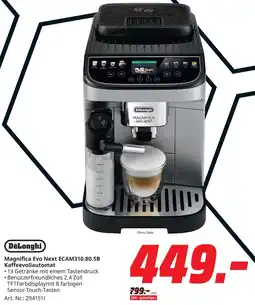 MediaMarkt DeLonghi Magnifica Evo Next ECAM310.80.SB Kaffeevollautomat Angebot