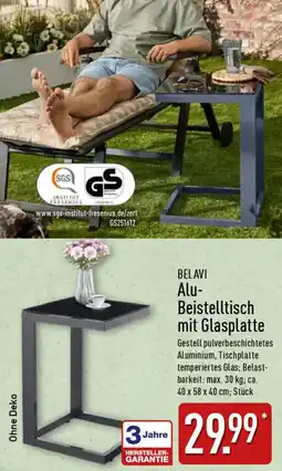 Aldi Nord BELAVI Alu Beistelltisch mit Glasplatte Angebot
