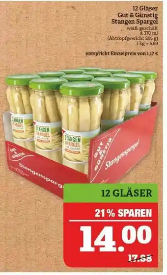 Marktkauf 12 Gläser Gut & Günstig Stangen Spargel Angebot