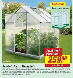 toom Baumarkt Gewächshaus ,,Michelle" Angebot