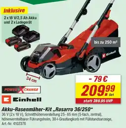 toom Baumarkt Einhell Akku-Rasenmäher-Kit ,,Rasarro 36/250" Angebot