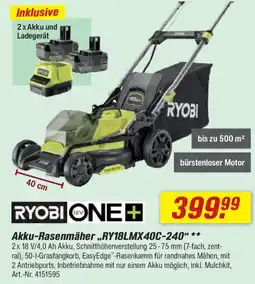 toom Baumarkt RYOBI ONE + Akku-Rasenmäher ,,RY18LMX40C-240" Angebot