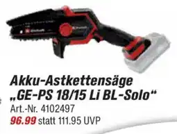toom Baumarkt Einhell Akku-Astkettensäge ,,GE-PS 18/15 Li BL-Solo" Angebot