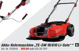 toom Baumarkt Einhell Akku-Kehrmaschine ,,TE-SW 18/610 Li-Solo" Angebot