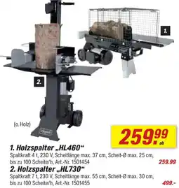 toom Baumarkt Scheppach Holzspalter ,,HL460" Angebot