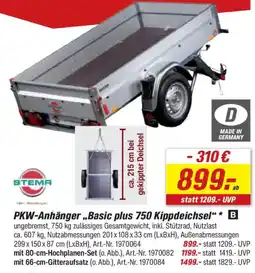 toom Baumarkt STEMA PKW-Anhänger ,,Basic plus 750 Kippdeichsel" Angebot