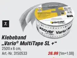 toom Baumarkt Isover Klebeband ,,Vari MultiTape SL +" Angebot