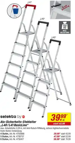 toom Baumarkt selekta by Hailo Alu-Sicherheits-Stehleiter ,,L40/L41 BasicLine" Angebot