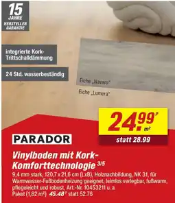 toom Baumarkt PARADOR Vinylboden mit Kork Komforttechnologie Angebot