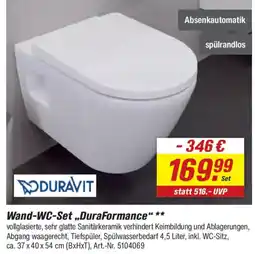 toom Baumarkt DURAVIT Wand-WC-Set ,,DuraFormance" Angebot