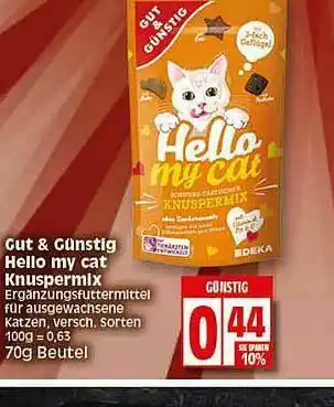 Elli Markt Gut & Günstig Hello My Cat Knuspermix Angebot