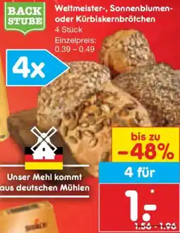 Netto Marken-Discount BACK STUBE Weltmeister, Sonnenblumen STUBE oder Kürbiskernbrötchen Angebot
