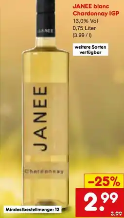 Netto Marken-Discount JANEE blanc Chardonnay IGP Angebot