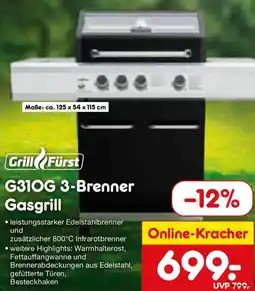 Netto Marken-Discount Grill Fürst G310G 3-Brenner Gasgrill Angebot