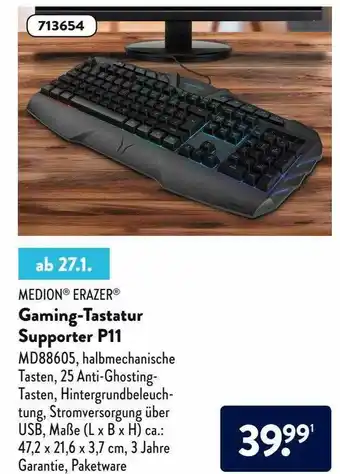 Aldi Nord Medion Erazer Gaming-tastatur Supporter P11 Angebot