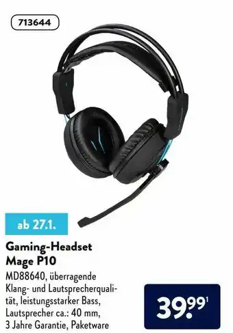 Aldi Nord Gaming-headset Mage P10 Angebot