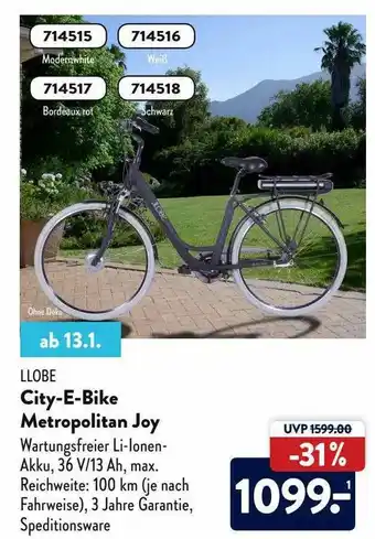 Aldi Nord Llobe City-e-bike Metropolitan Joy Angebot