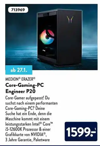 Aldi Nord Medion Erazer Core-gaming-pc Engineer P20 Angebot