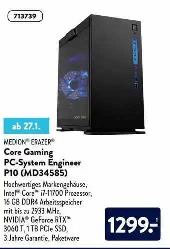 Aldi Nord Medion Erazer Core Gaming Pc-system Engineer P10 (md34585) Angebot