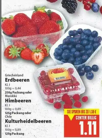 E-Center Griechenland Erdbeeren Oder Himbeeren Oder Chile Kulturheidelbeeren Angebot