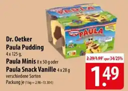 Famila Nord Ost Dr. Oetker Paula Pudding Paula Minis oder Paula Snack Vanille Angebot