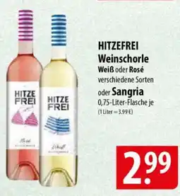 Famila Nord Ost HITZEFREI Weinschorle Weiß oder Rosé oder Sangria Angebot