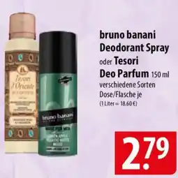 Famila Nord Ost bruno banani Deodorant Spray oder Tesori Deo Parfum Angebot
