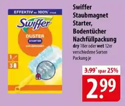 Famila Nord Ost Swiffer Staubmagnet Starter, Bodentücher Nachfüllpackung dry 18er oder wet 12er Angebot
