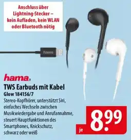 Famila Nord Ost hama TWS Earbuds mit Kabel Glow 184156/7 Angebot
