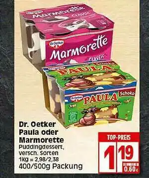 Elli Markt Dr Oetker Paula Oder Marmorette Puddingdessert Angebot