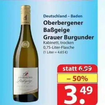 Famila Nord Ost Deutschland - Baden Oberbergener Baßgeige Grauer Burgunder Angebot