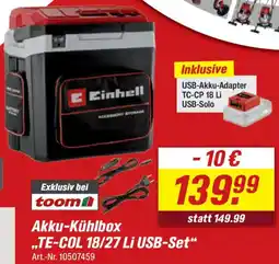 toom Baumarkt Einhell Akku-Kühlbox ,,TE-COL 18/27 Li USB-Set" Angebot