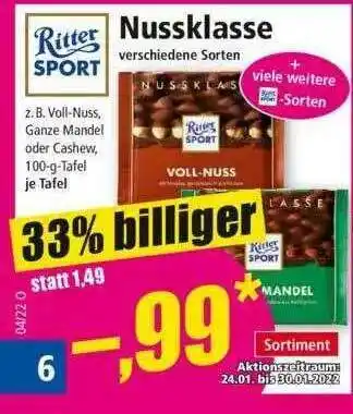 Norma Ritter Sport Nussklasse Angebot