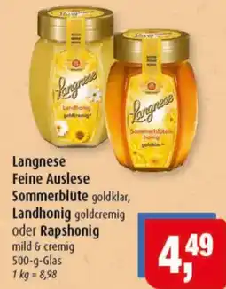 Markant Langnese Feine Auslese Sommerblüte goldklar, Landhonig goldcremig oder Rapshonig mild & cremig Angebot