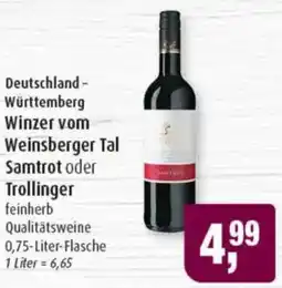 Markant Deutschland- Württemberg Winzer vom Weinsberger Tal Samtrot oder Trollinger Angebot